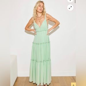 Mint Green Tiered Ruffled Maxi Dress